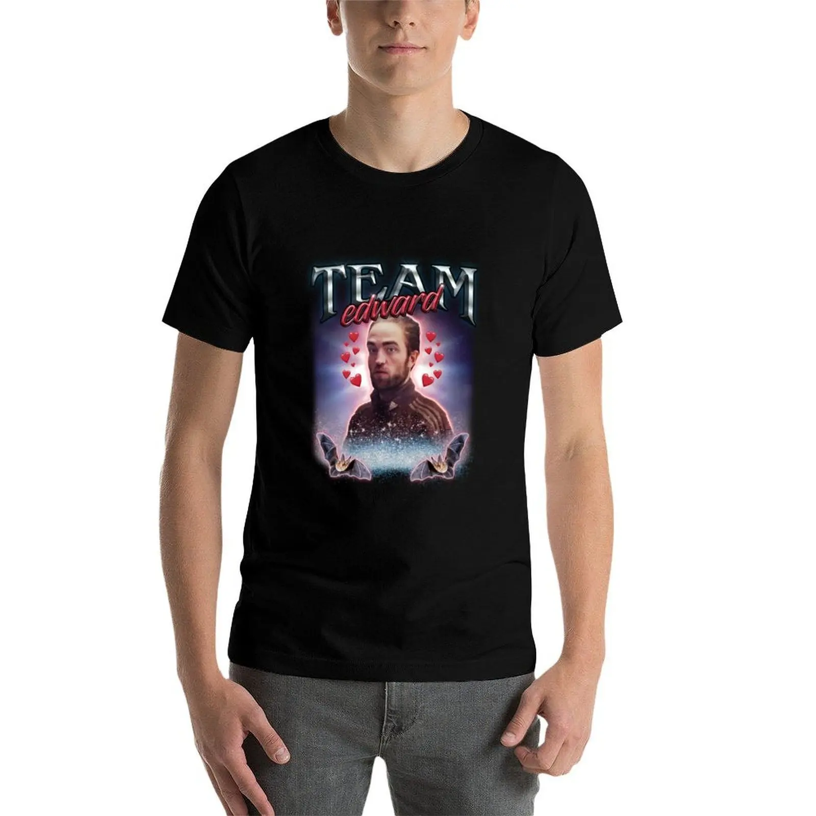 Фото Футболка с коллажем Team Edward Twilight Cursed Fan, мужские футболки, хлопковая мужская футболка, тяжелая хлопковая футболка №4