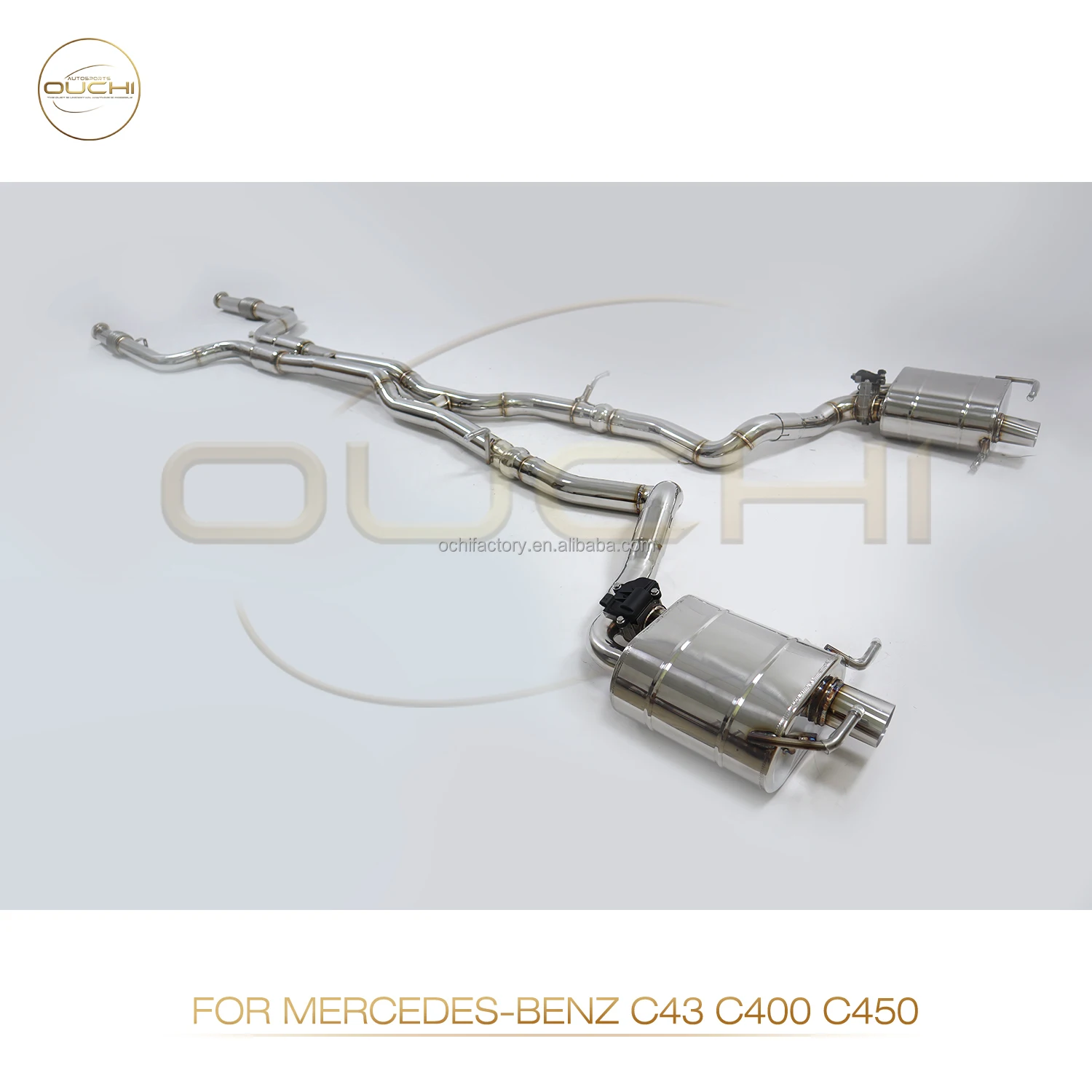 Фото Выхлопная система OUCHI из нержавеющей стали для Mercedes Benz C Class AMG C43/C450/C400 W205 2020 + 4,0 T с глушителем, клапанами, трубками №5