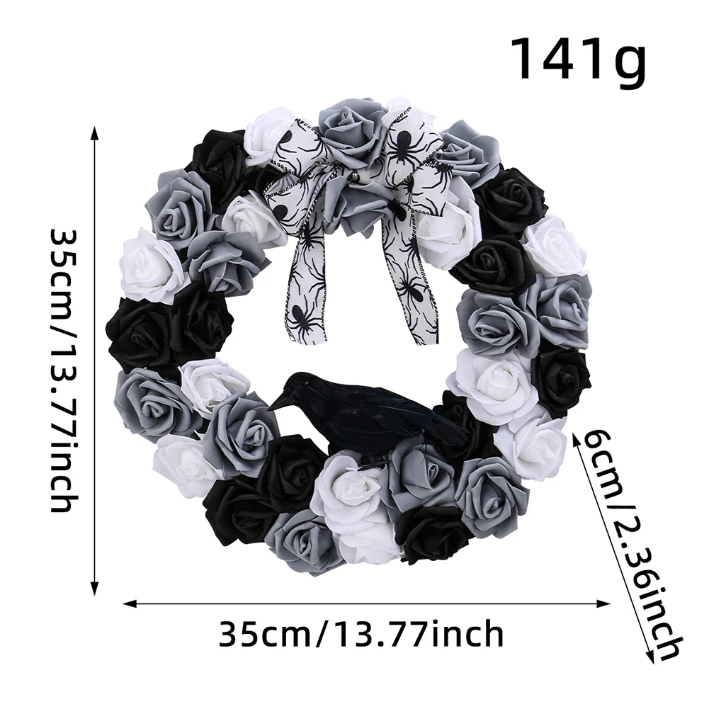 HFor alloween Rose Crow For and Spider Web Ribbon WreFor ath 1387 Inch DurДля двери HДля кули Декор Для ation