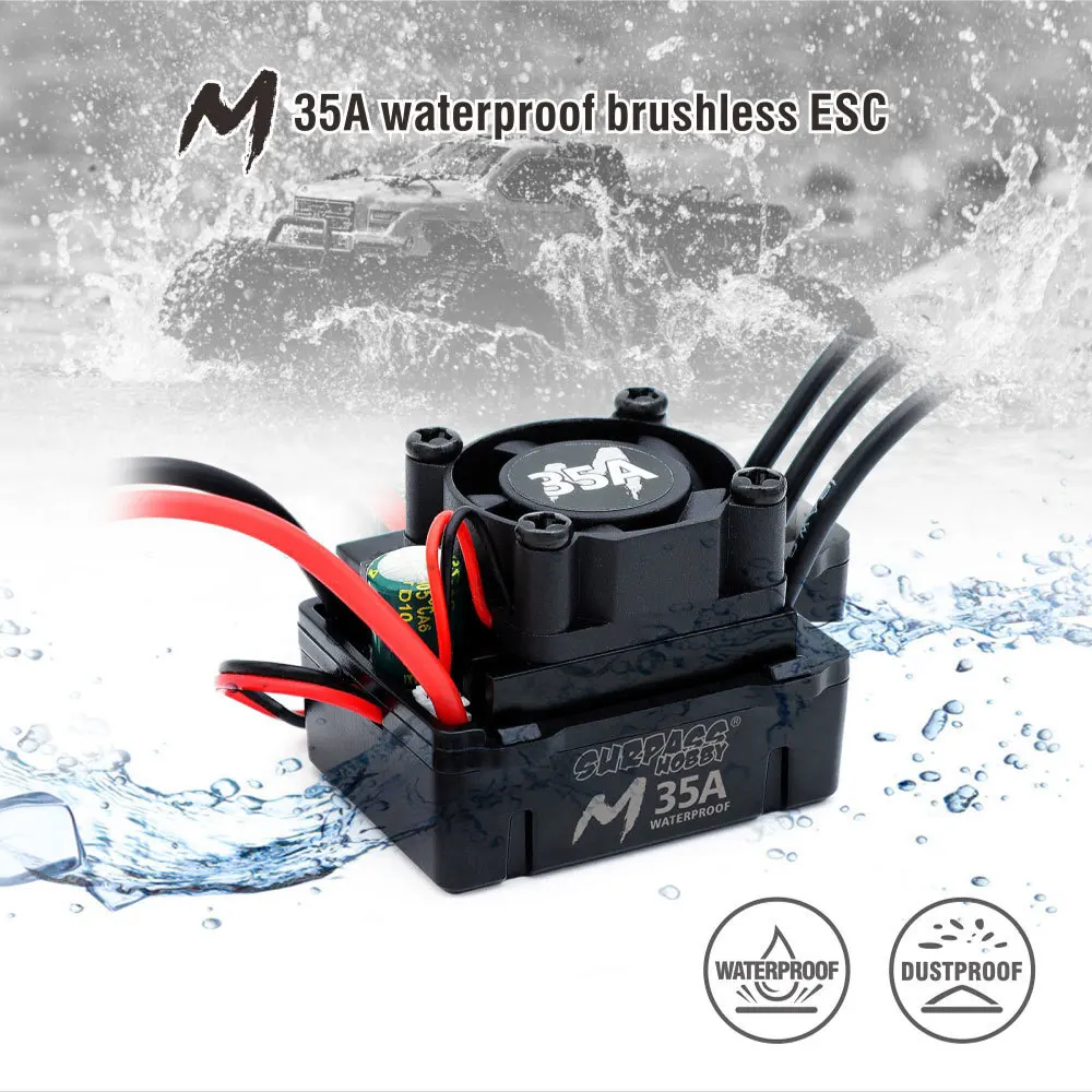 Модернизированный SURPASS-HOBBY M35A ESC 2-3S Встроенный водонепроницаемый регулятор скорости BEC Подходит для игрушечных машин 1/16 1/18