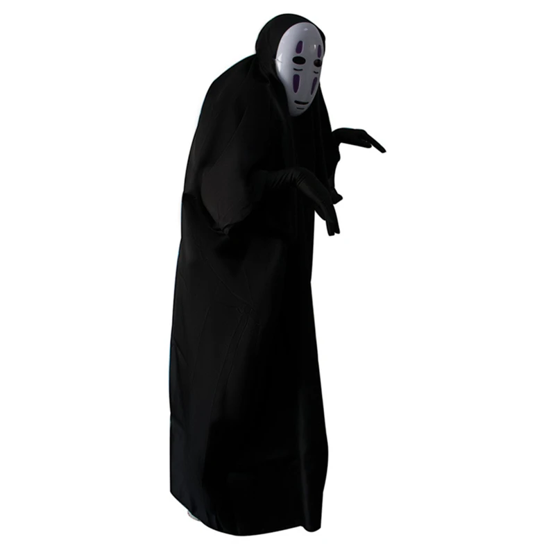 Фото Аниме Spirited Away No Face мужская маска для косплея перчатки Набор Хэллоуин Маскарад черный плащ №5