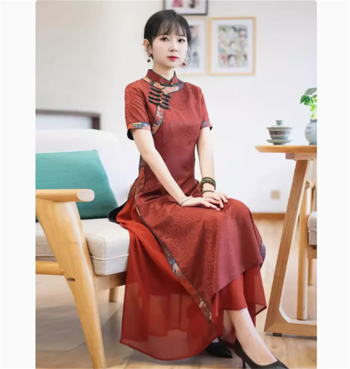Xia Aode Qipao 2022, женское длинное платье в китайском стиле с подтяжкой талии, темпераментное женское платье в стиле ретро