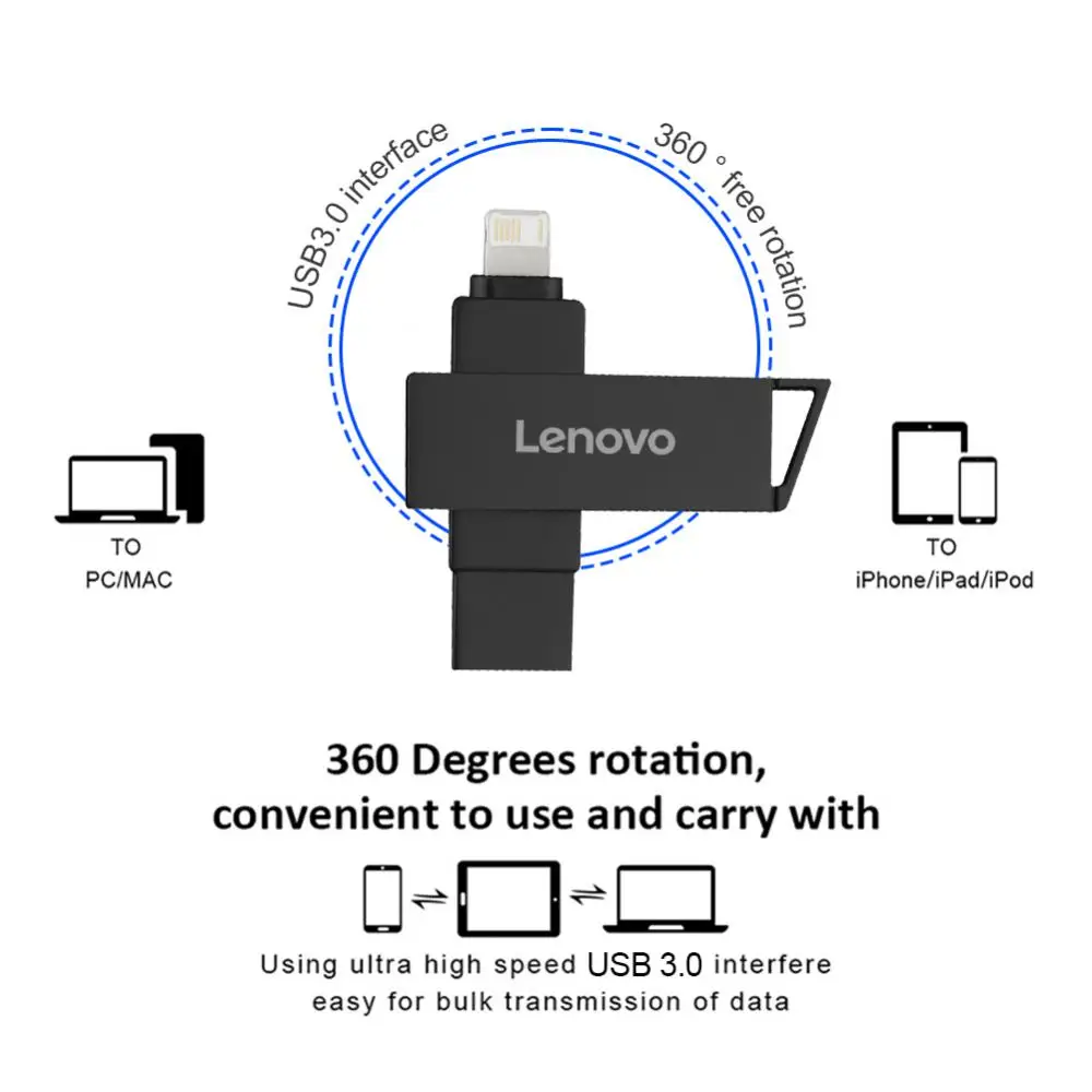 Фото Флэш-накопитель Lenovo Lightning, USB 3,1, 256 ГБ, 128 ГБ, 512 ГБ №2