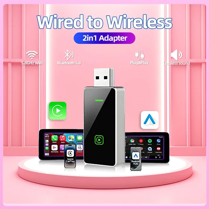 2 в 1 Mini Carplay Box Wireless Carplay & Android Auto AI Box проводной к беспроводному для BMW Auai MG Lada Dacia Opel Dodge Lexus Jeep
