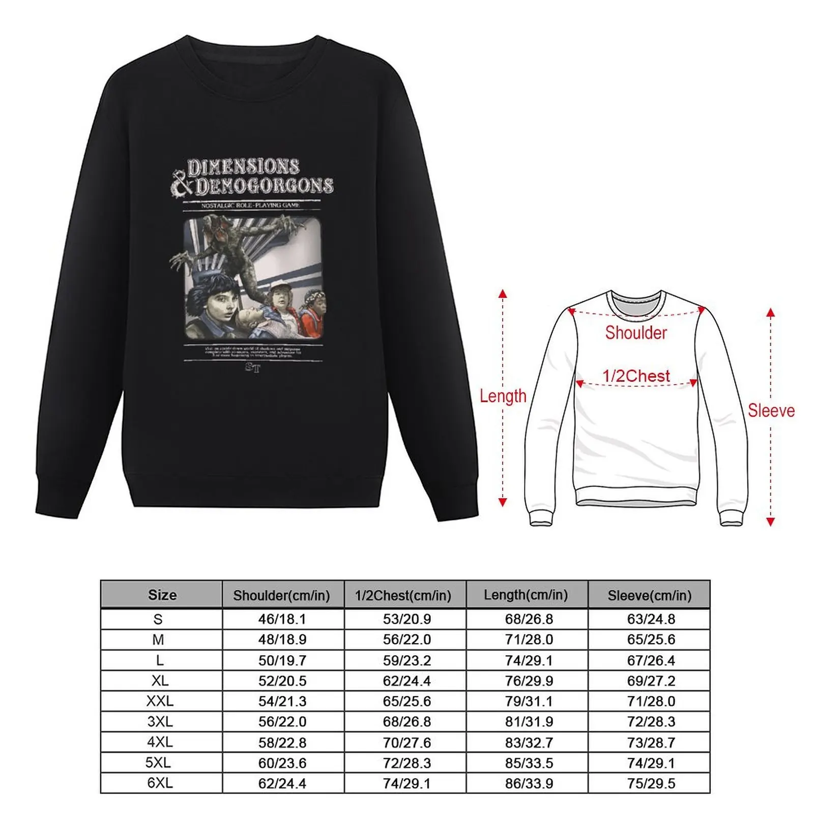 Фото Пуловер Dimensions & Demogorgons, одежда в стиле аниме, мужская одежда, осенняя одежда, мужская одежда, осенняя толстовка №4