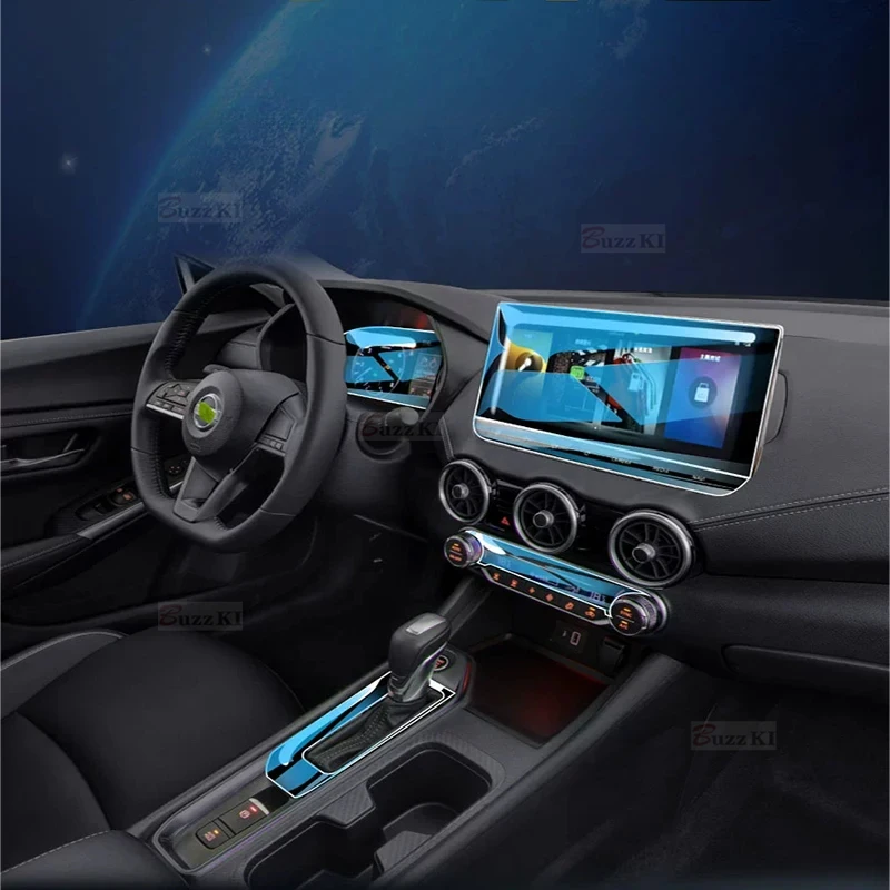 Прозрачная защитная пленка из ТПУ для Nissan Sylphy 2023, наклейка для ремонта салона, центральной консоли, коробки передач, навигатора, автомобильные аксессуары