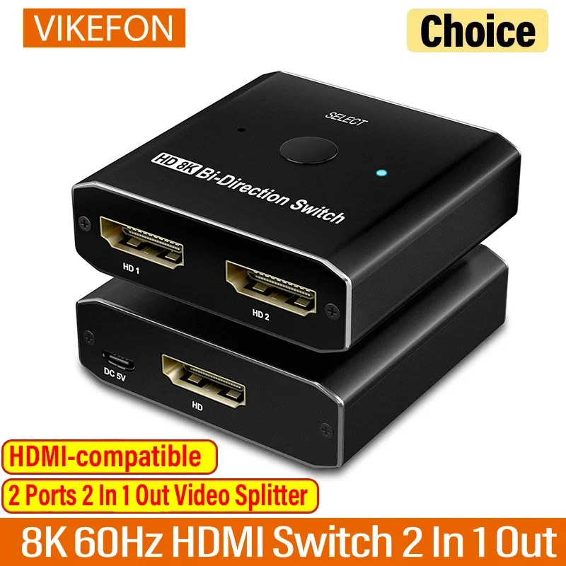 8K 60 Гц HDMI DP-переключатель 2 порта 2 в 1 выход видеоразветвитель двунаправленный 1x2/2x1 HDMI DP коммутатор для PS4 TV Box адаптер переключателя