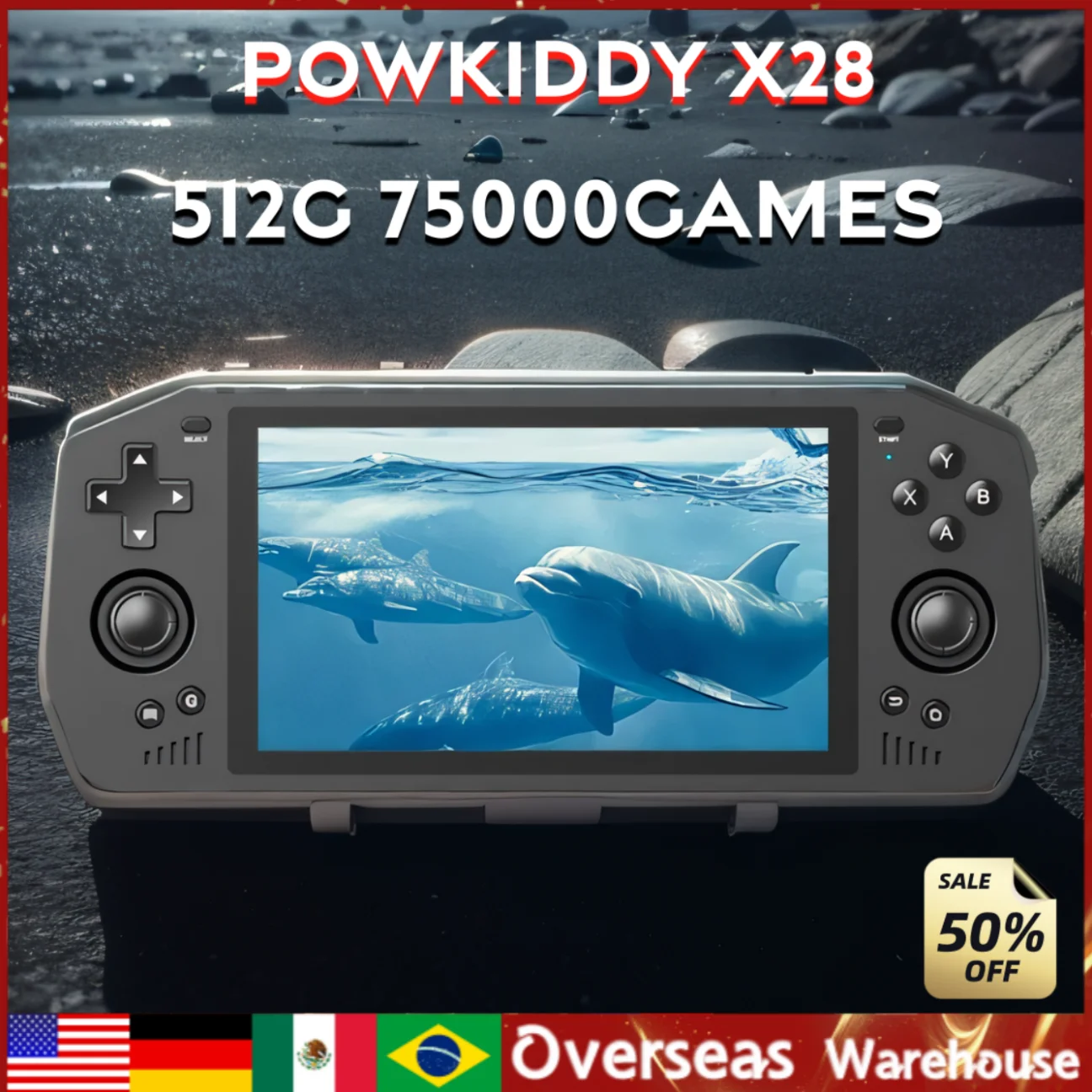POWKIDDY X28 Ретро портативная игровая консоль Игровые консоли Android 11, 5,5-дюймовый сенсорный экран 512G 75000 ИГРА PSP PS2