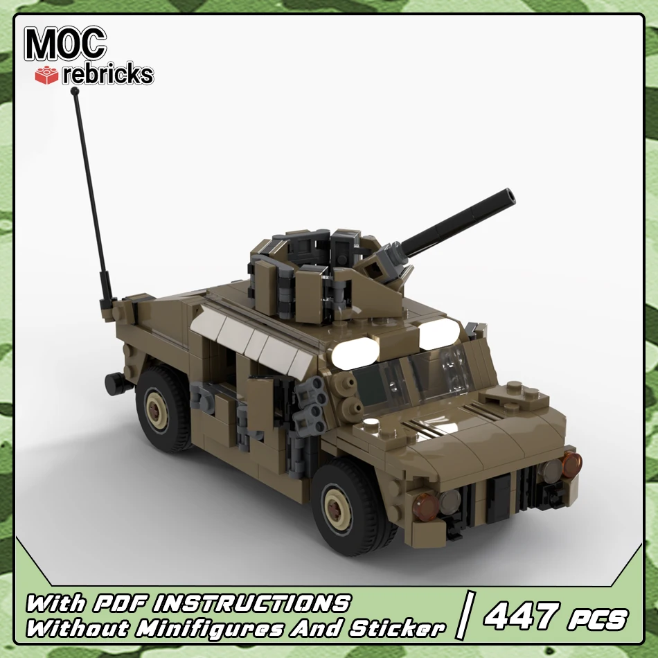 MOC-230830 Военная серия DIY Строительный блок Кирпич Высокая мобильность Многоцелевой колесный автомобиль HMMWV Детские игрушки Подарки