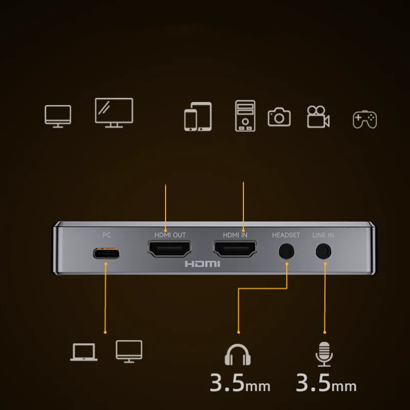 Фото Cdragon Piva VD15 Прямопереключатель 4K 144 Гц Карта видеозахвата Type-C USB3.0 HD для потоковой передачи подкастинга Запись игр №5