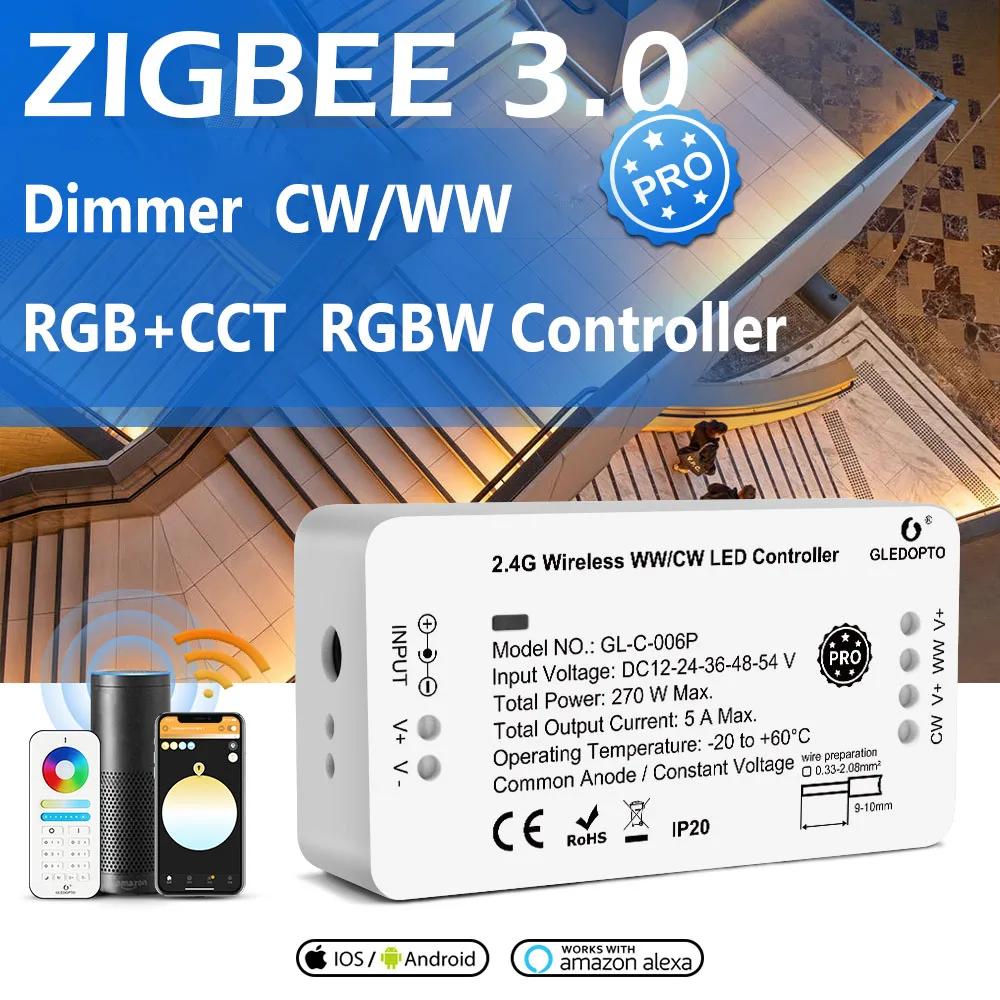 Беспроводная Светодиодная лента RGB + CCT RGBW WW/CW 2,4G
