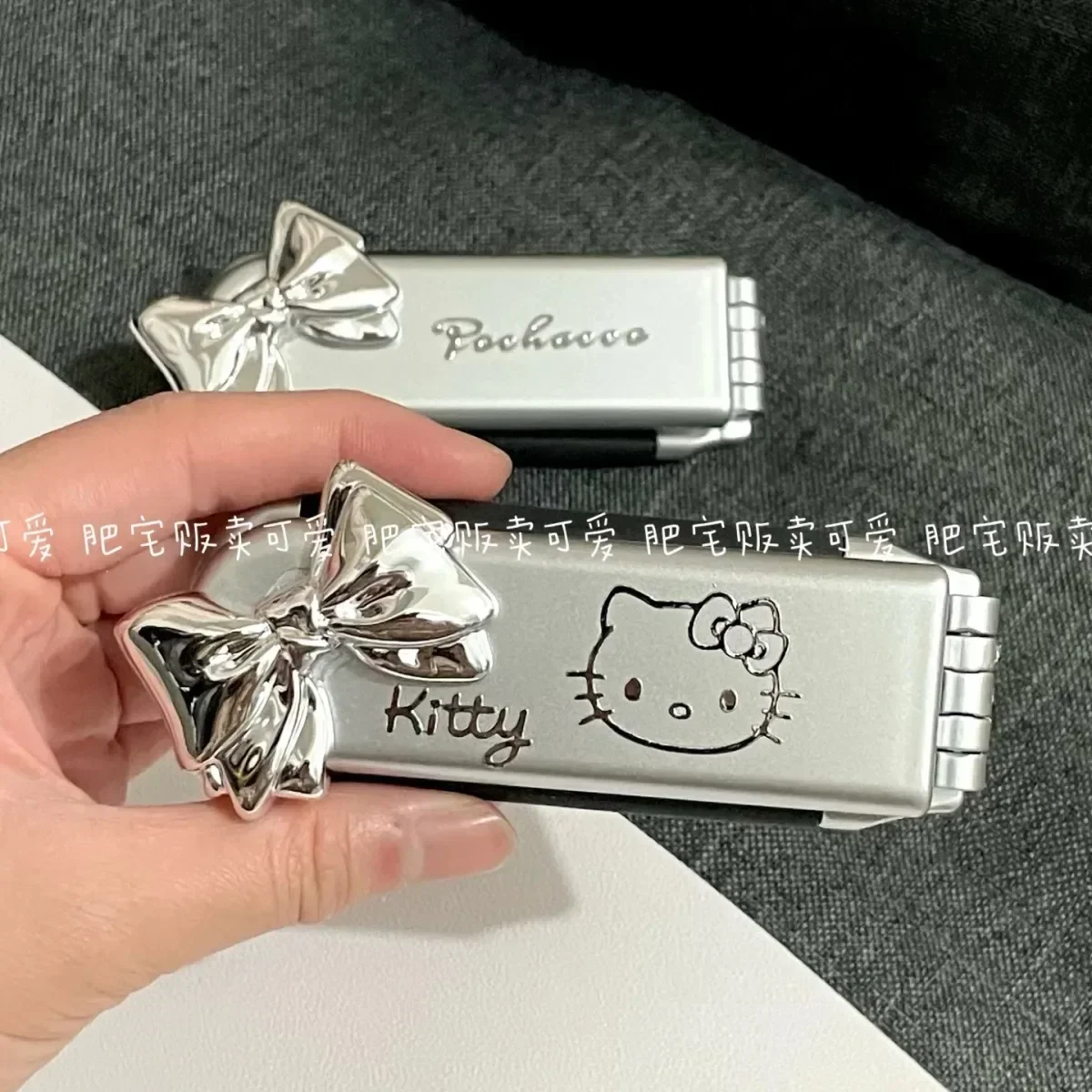 Зеркало для макияжа Sanrio, Hello Kitty Comb, фигурки героев аниме Hello Kitty, Портативная Складная Расческа с подушкой безопасности, товары для путешествий и покупок