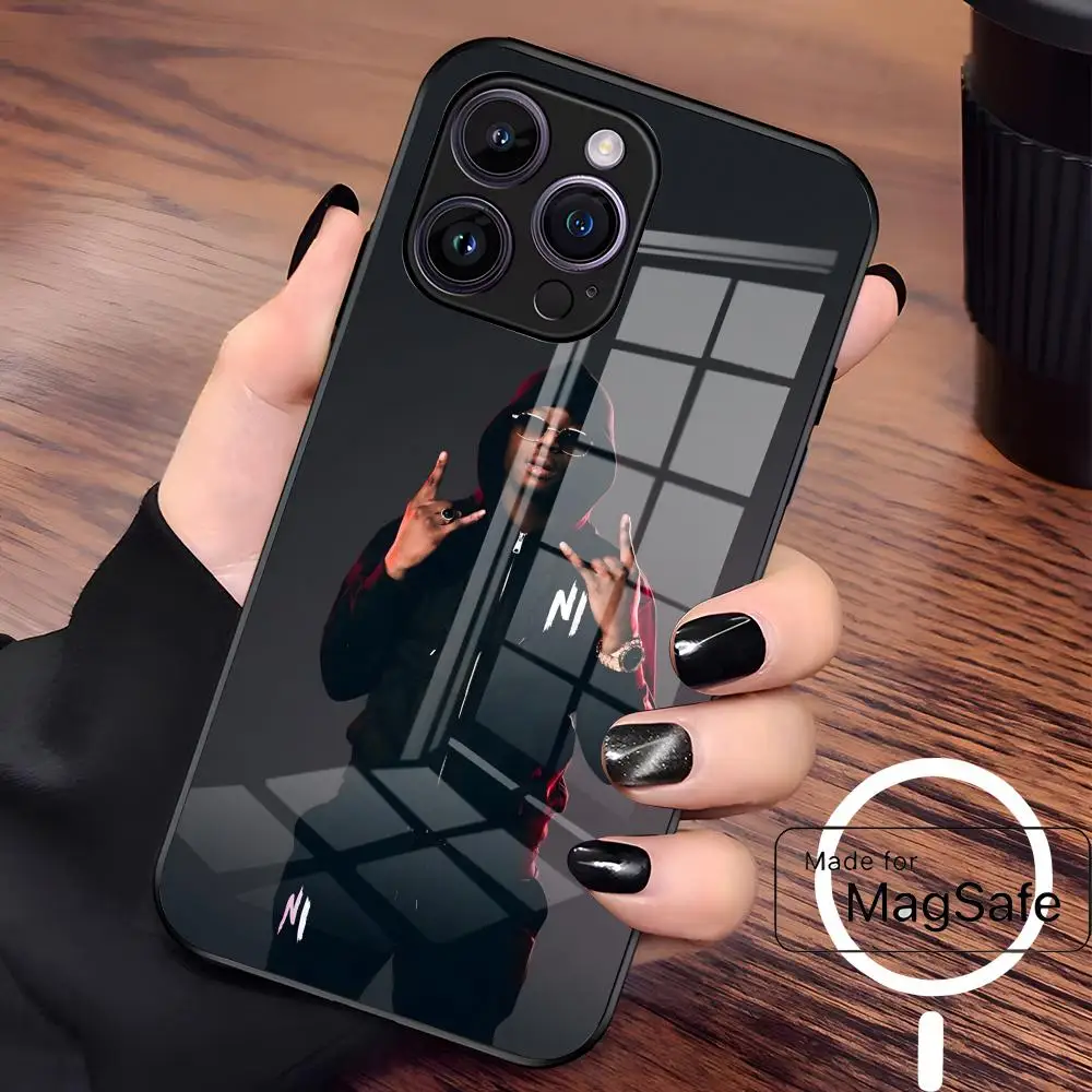 Фото Чехол для телефона Rapper N-Ninho NI для Iphone 17 Air 16 15 14 Plus 13 12 Mini 11 Pro Max, стеклянный магнитный чехол №5