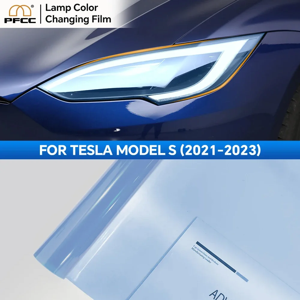 Предварительно вырезанная пленка из ТПУ для автомобильных фар Tesla Model S 2021-2023, виниловая самоклеящаяся дымовая противотуманная искусственная пленка для фар, цветные наклейки для фар