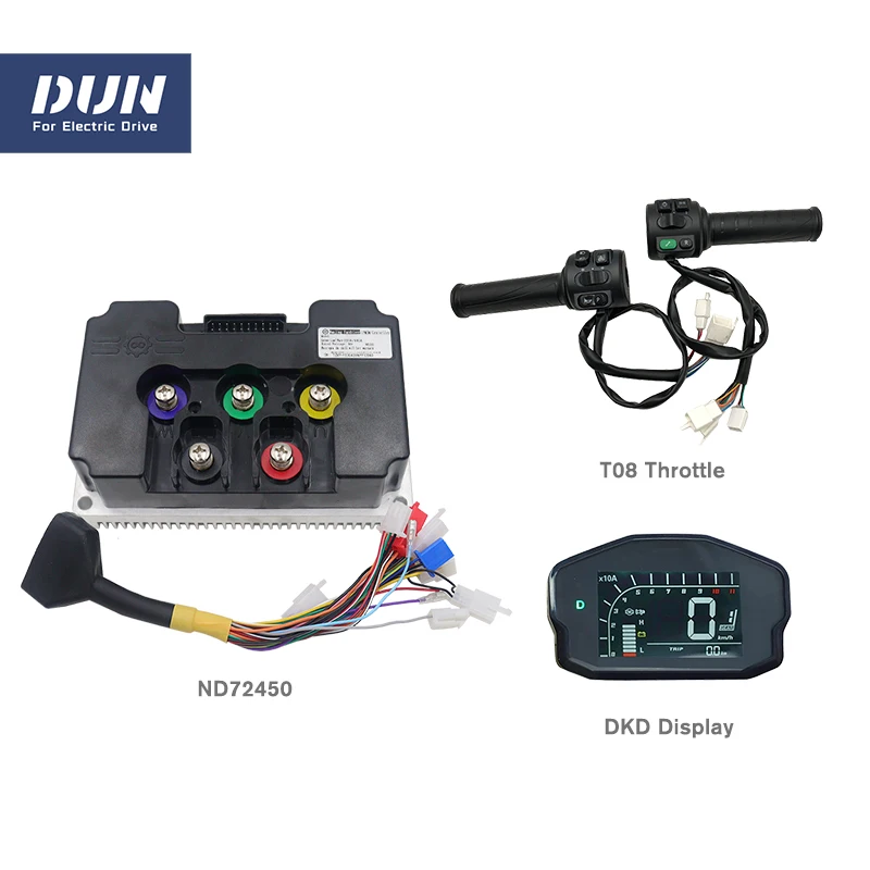 Контроллер Fardriver ND72450 DC 200A 3000 Вт-4000 Вт с экраном DKD ONE-LIN и дроссельной заслонкой T08 для электрического велосипеда мотоцикла