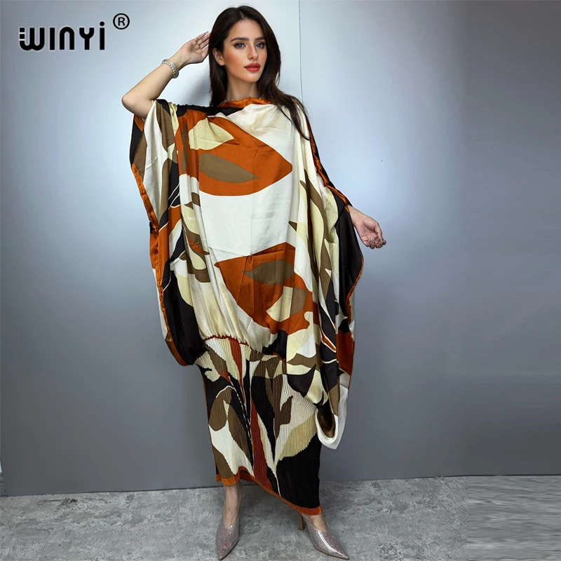 Фото WINYI плиссированное эластичное свободное платье пляжное прикрытие кафтан абай дубай роскошное вечернее платье вечернее платье абайя мусульманская женщина عبايات №2