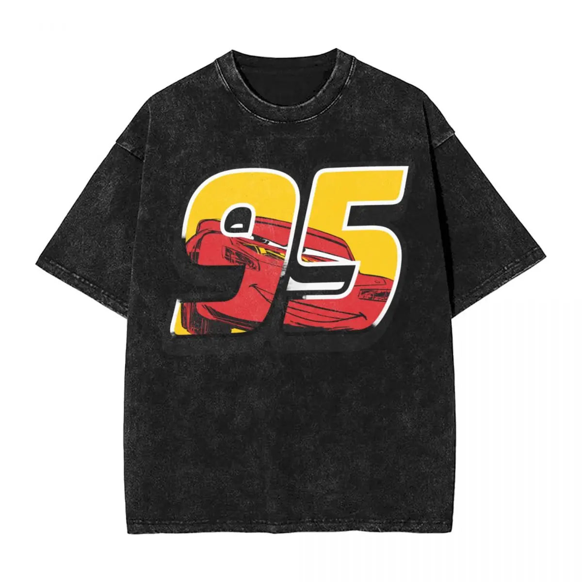 Футболка Lightning McQueen Go 95, хип-хоп, мытые хлопковые уличные футболки, новинка, мужские и женские топы, уличная летняя футболка