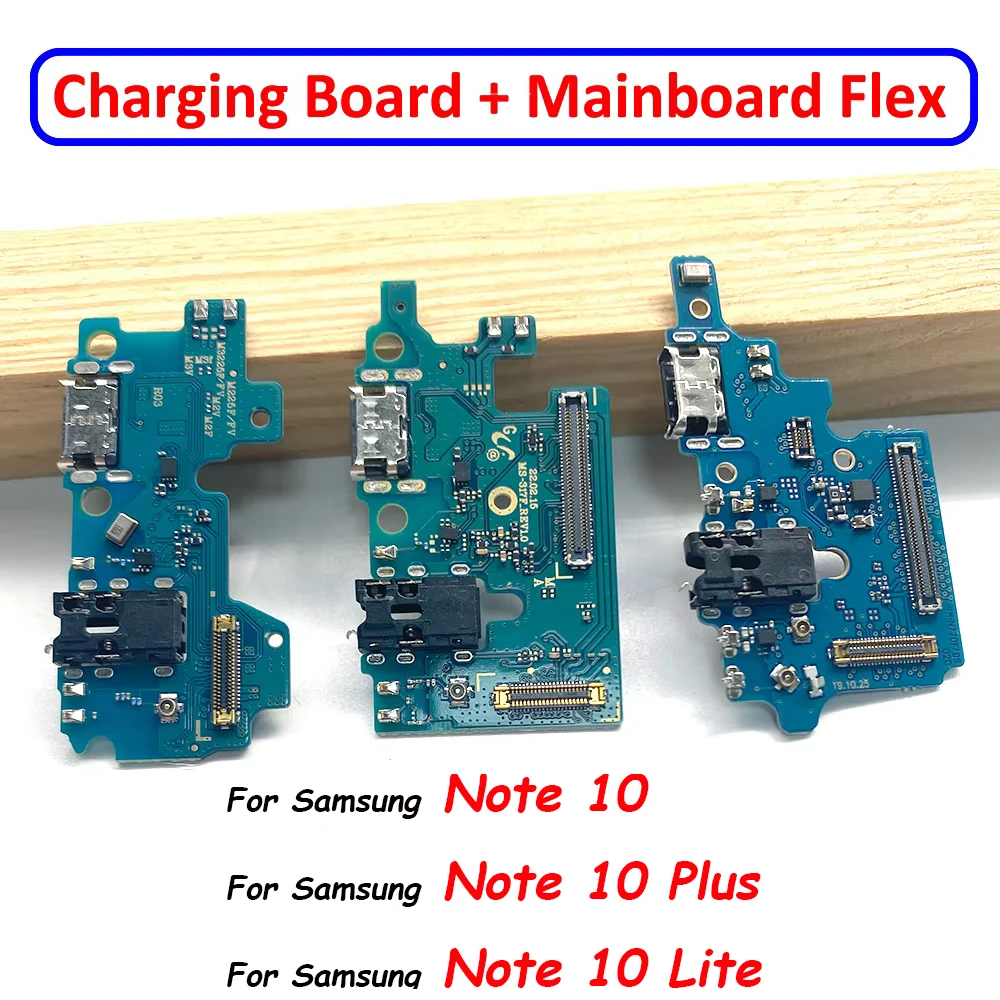 20 шт., USB-разъем для док-станции, порт зарядки, гибкий кабель для Samsung Note 10 Plus Lite N770F N970F N976B, плата зарядного устройства с микрофонным модулем
