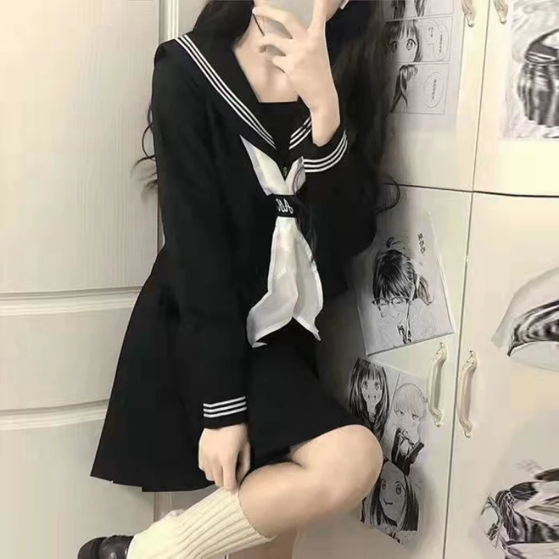 Японская школьная форма JK, униформа для девочек, S-XXL JK, японский костюм в студенческом стиле, костюм моряка, женская сексуальная рубашка, плиссированная юбка