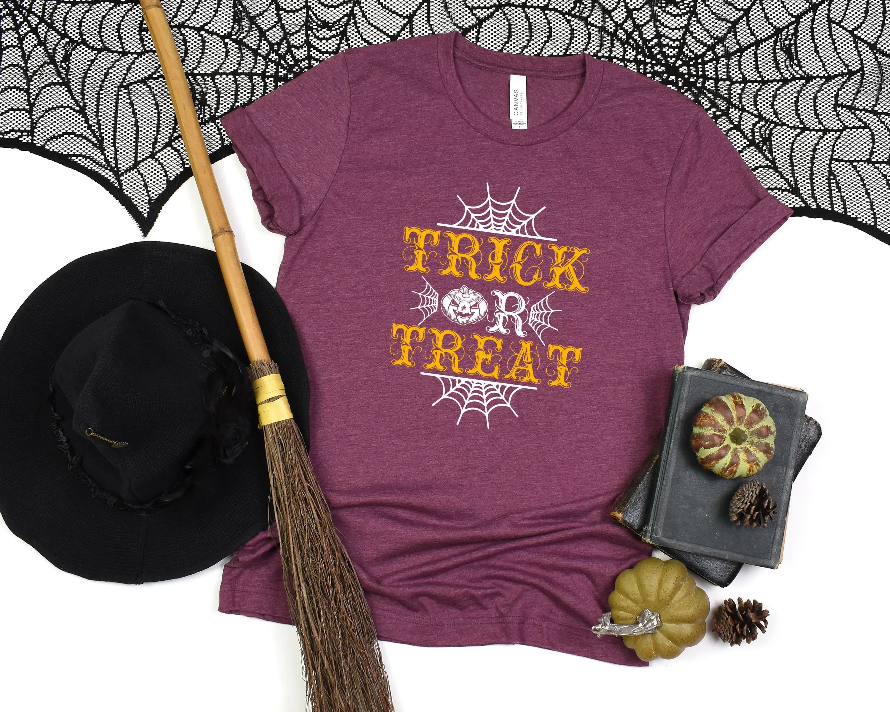 Футболка Trick Treat, паутина, жуткий сезон, страшная тыква, вечеринка на Хэллоуин, детские вибрации