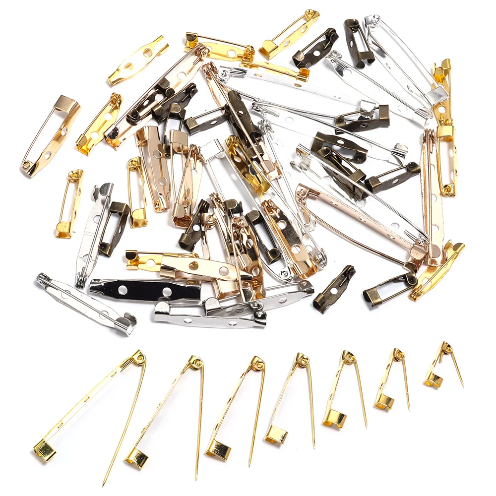 50pcs/lot 15 20 25 35 40 mm Brooch Clip Base Pins Safety Pins Brooch Settings Blank Base For DIY Jewelry Making Supplies
