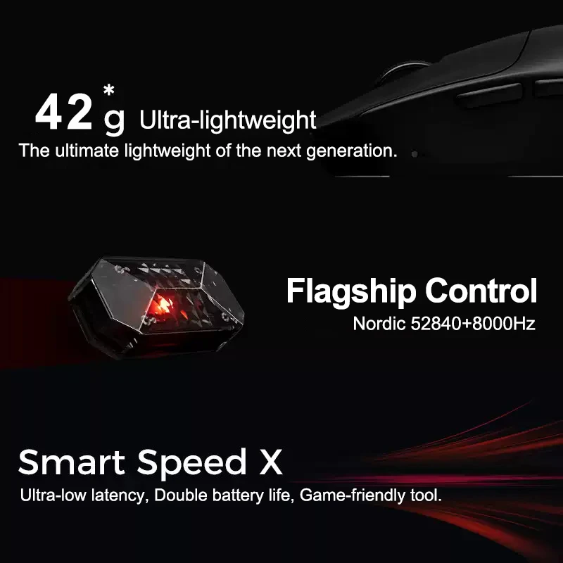 Фото Игровая мышь для киберспорта ATK VXE MAD R/R MAJOR, сверхлегкая мышь с двухрежимным режимом, 42 г, приемник 8K, сверхнизкая задержка PAW 3395/3390 №4