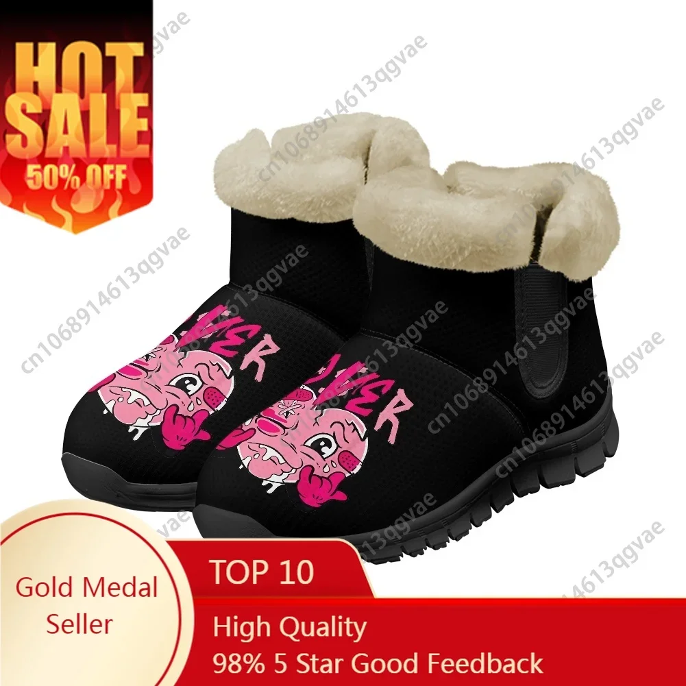 Розовые зимние ботинки Loser Lover Pink Drip Heart, мужские и женские подростковые туфли, сохраняющие тепло, высококачественные спортивные кроссовки для пар на заказ