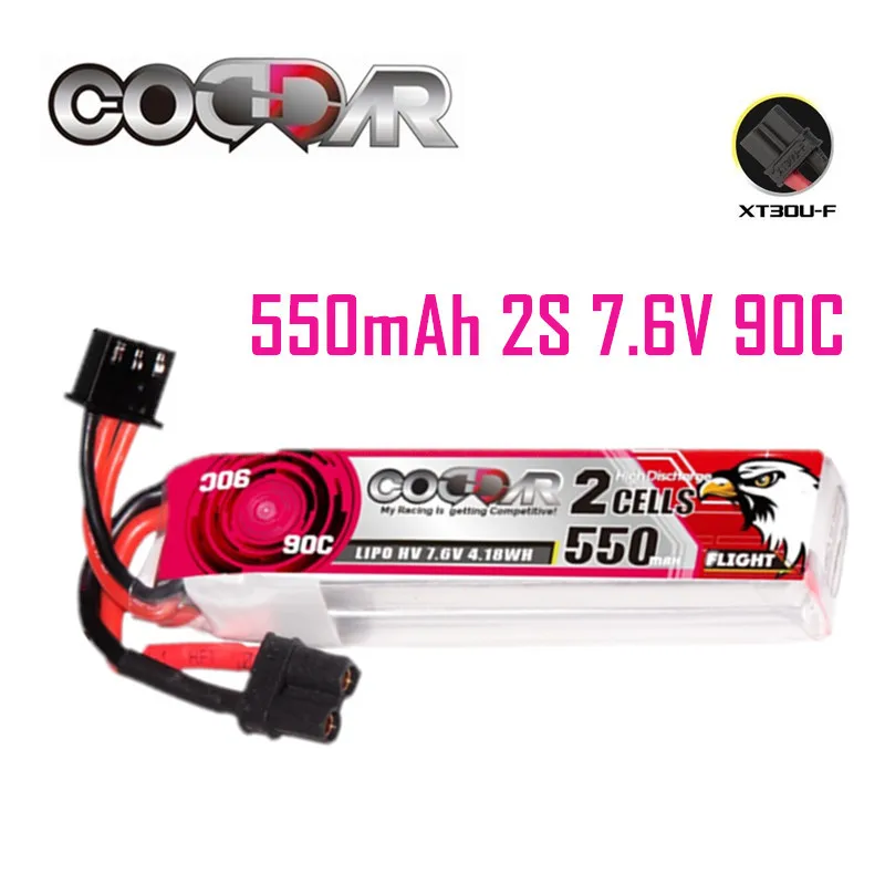 Аккумулятор CODDAR Lipo 2S 7,6 В, 550 мАч, 90C, системный блок управления HV с разъемом XT30 для мини-квадрокоптера, дрона FPV, вертолета, самолета