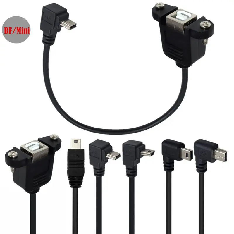 Сгибайте вверх, вниз, влево и вправо под углом 90 ° USB Mini 5Pin к USB B Female с ушным соединительным кабелем и панельным кабелем