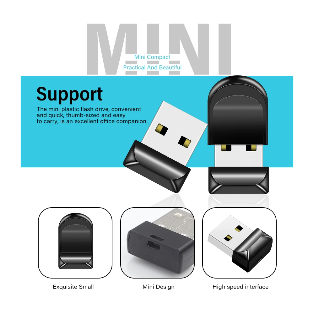 Фото Супер мини-USB флэш-накопитель 128 ГБ, 100% реальная емкость, 64 ГБ, бесплатный брелок, карта памяти, 32 ГБ, водонепроницаемый U-диск, 16 ГБ №3