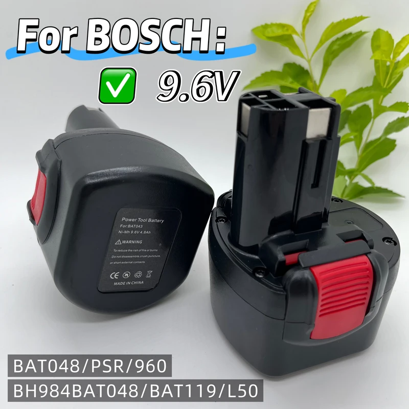 Фото Для аккумуляторной батареи BOSCH, электроинструментов, BAT048, NI-MH, 9,6 В, 12800 мАч, PSR 960, BH984, BAT048, BAT119, L50 №2