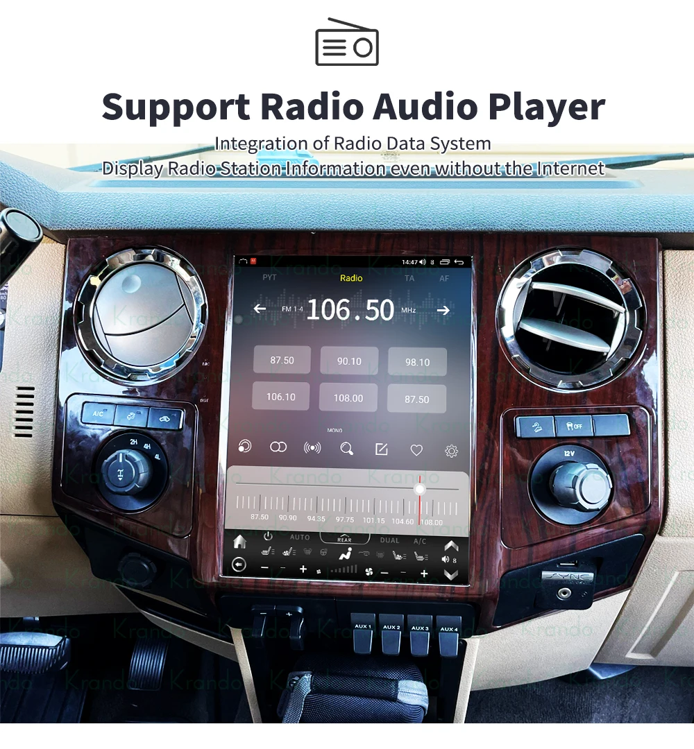 Фото Автомобильный DVD-плеер Krando, развлекательная система для Ford F-250 F-350 F-450 Super Duty 2008-2016, автомобильная навигация, WIFI GPS №5