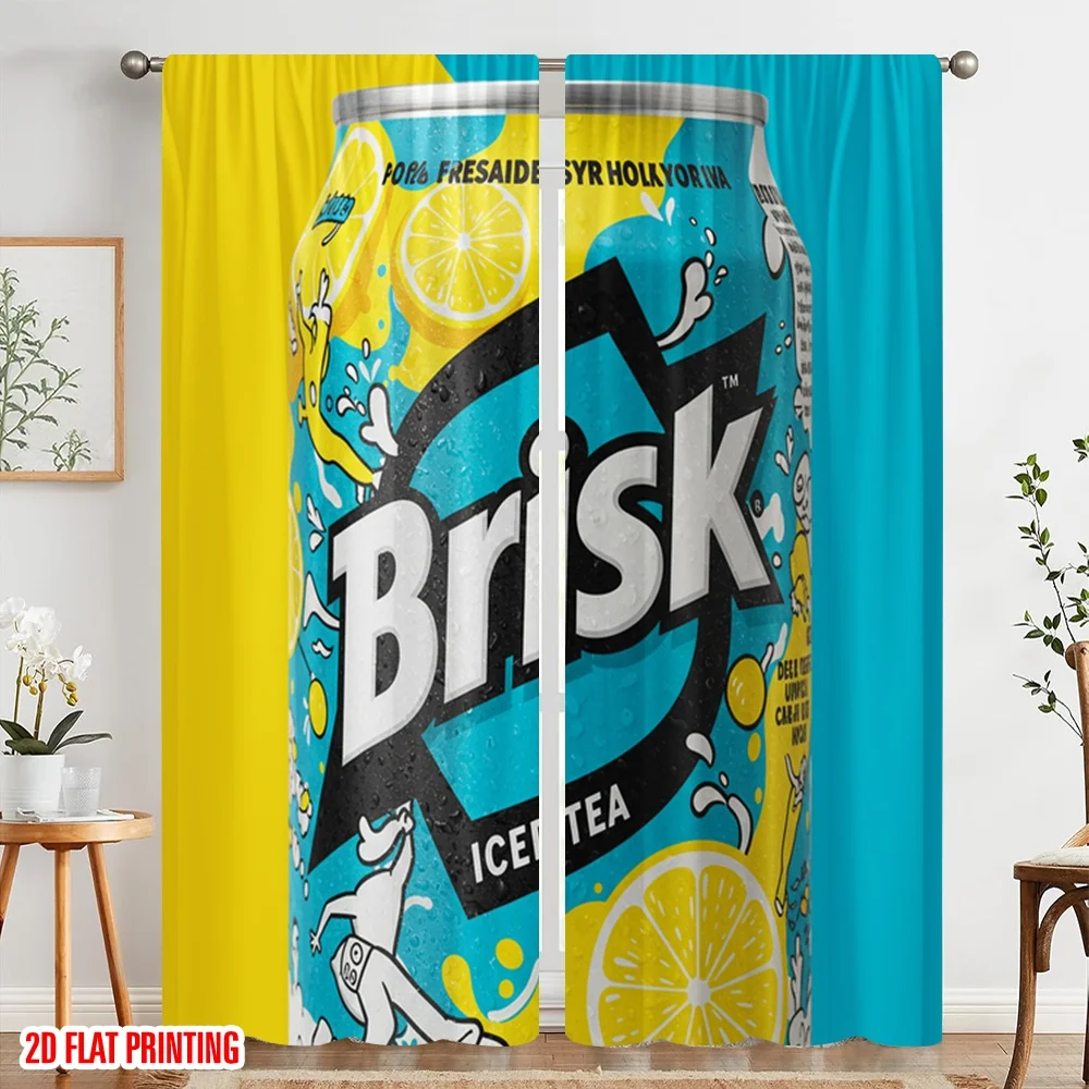 Фото 2 шт. 2D плоская занавеска с принтом Brisk Lemon Iced Tea 100% полиэстер без электричества День рождения для фотосессий и мероприятий №4