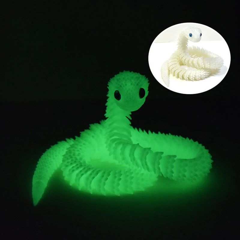 3D печатная светящаяся фигурка змеи, подвижные суставы, фигурка змеи, шарнирная модель животного, игрушка, домашний офис, книжная полка, декор для рабочего стола