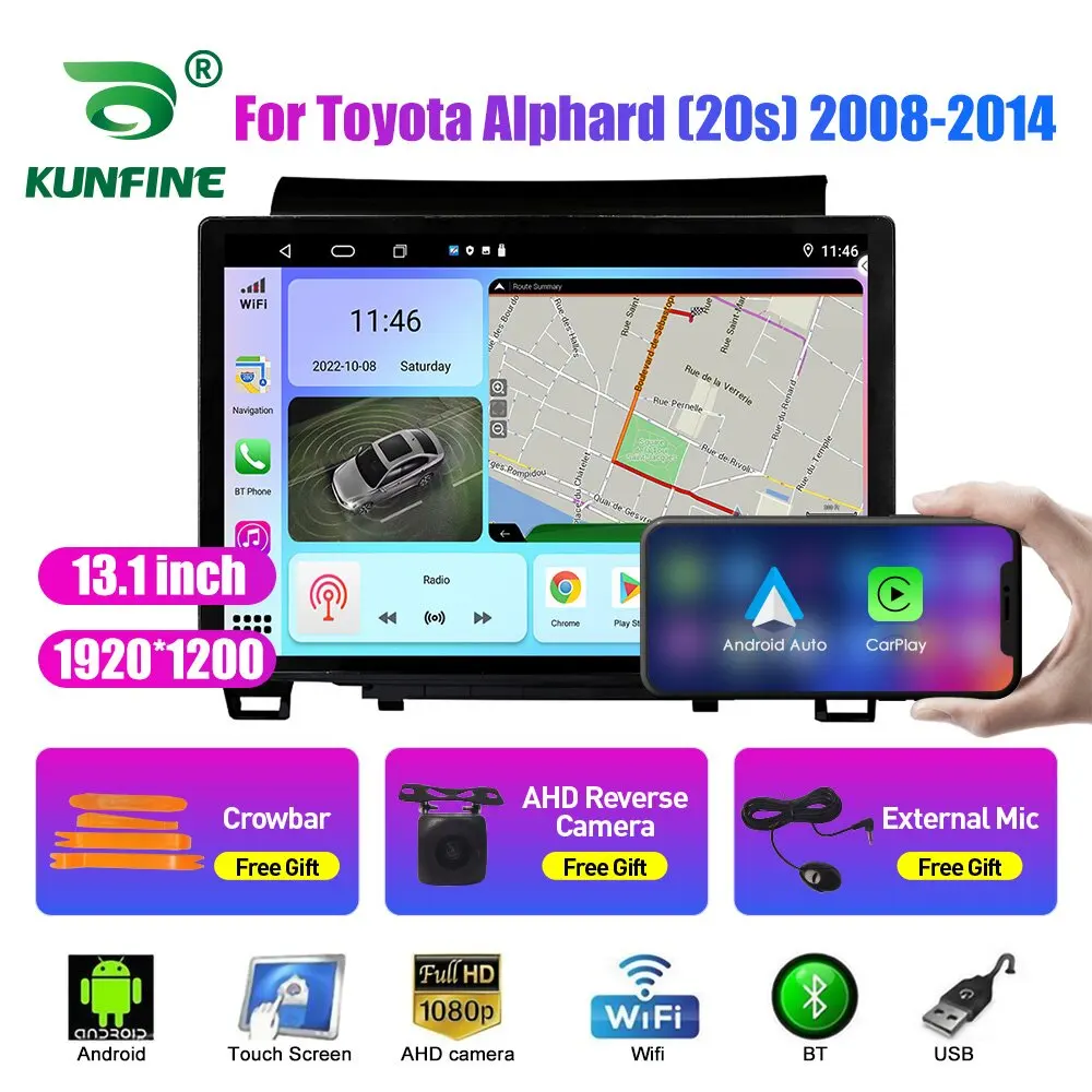 13,1-дюймовый автомобильный радиоприемник для Toyota Alphard (20s) 2008-14 Автомобильный DVD GPS-навигатор Стерео Carplay 2 Din Центральная мультимедиа Android Auto