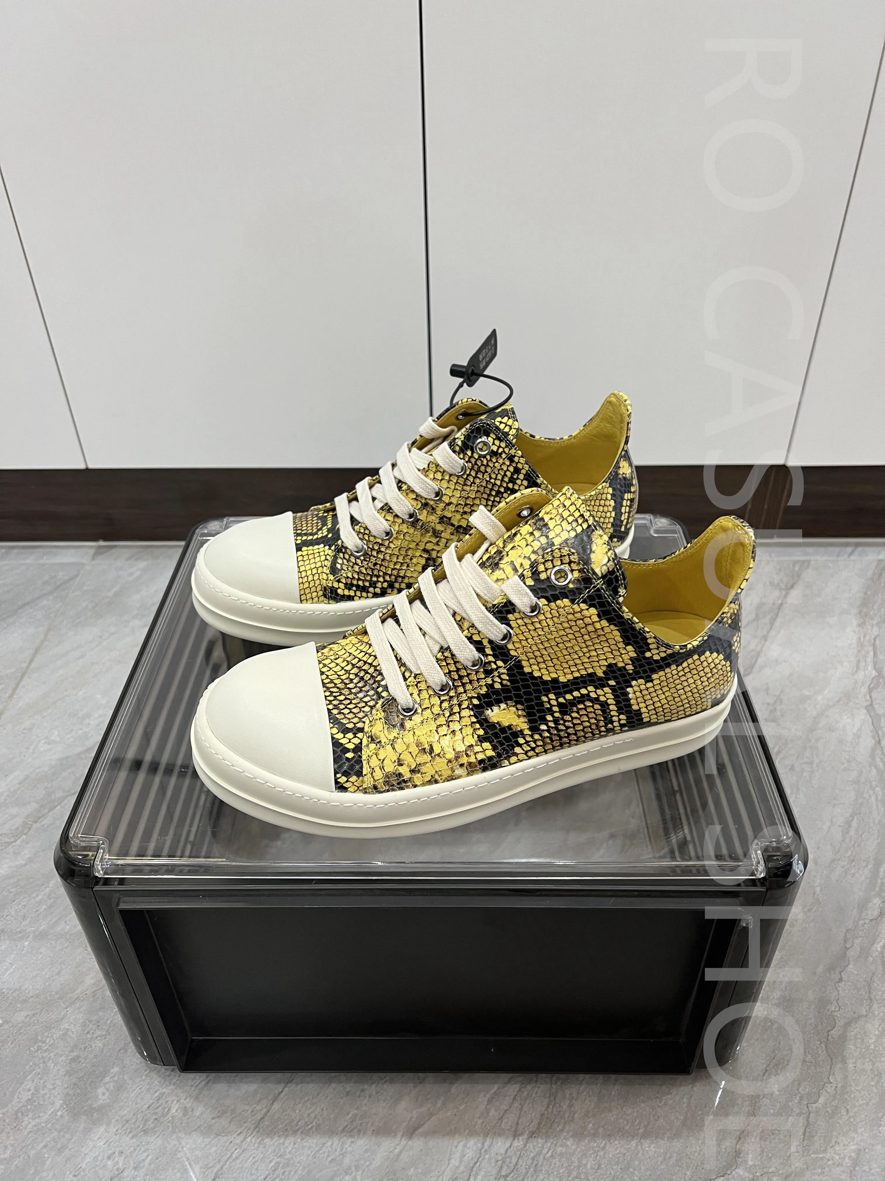 Ricks Genious Jaquard Leather Low Top Owens Качественная мужская обувь Женские кроссовки Повседневные ботинки и обувь на молнии Owens Design