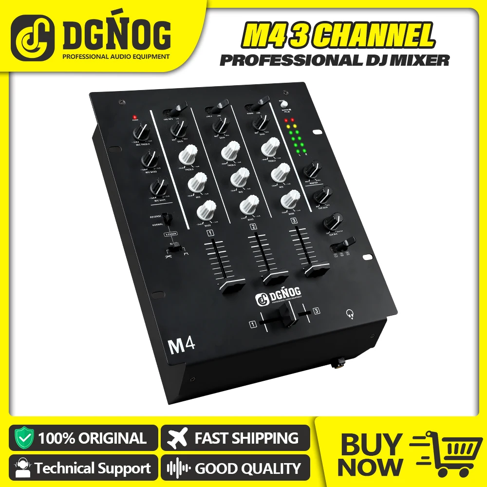 DGNOG 3-канальный DJ-микшер со встроенным аудиоинтерфейсом 3-полосный эквалайзер с микрофонным входом и сменным перекрестным устройством с управлением наклоном