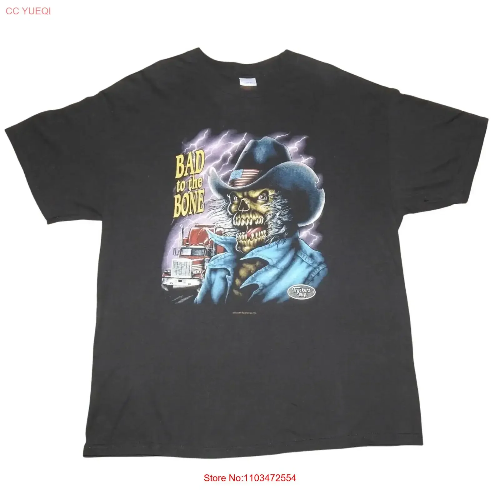 Винтажная футболка Bad To The Bone Truckers Only для взрослых XL 1990-х годов Thunder Skull 3D винтажная мытая универсальная слегка растянутая футболка