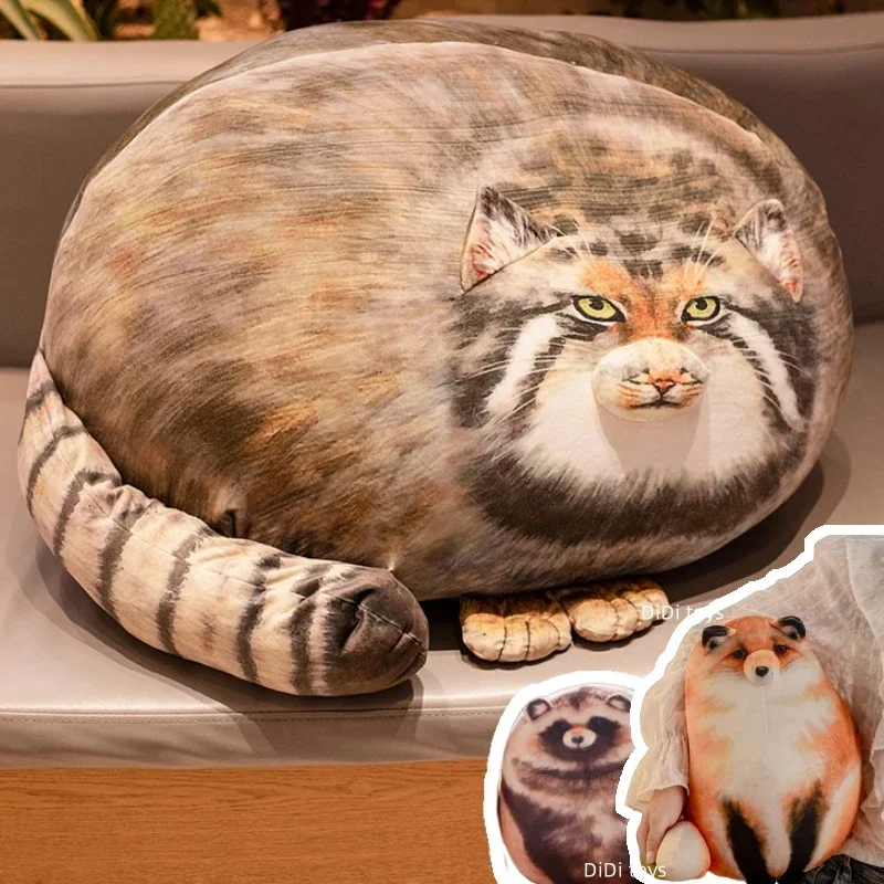 Реалистичная плюшевая подушка с 3D принтом Pallas's Cat Chat manul, чучело животных, объятие лисы, толстый шар, енот, подушка, декор комнаты, подарок
