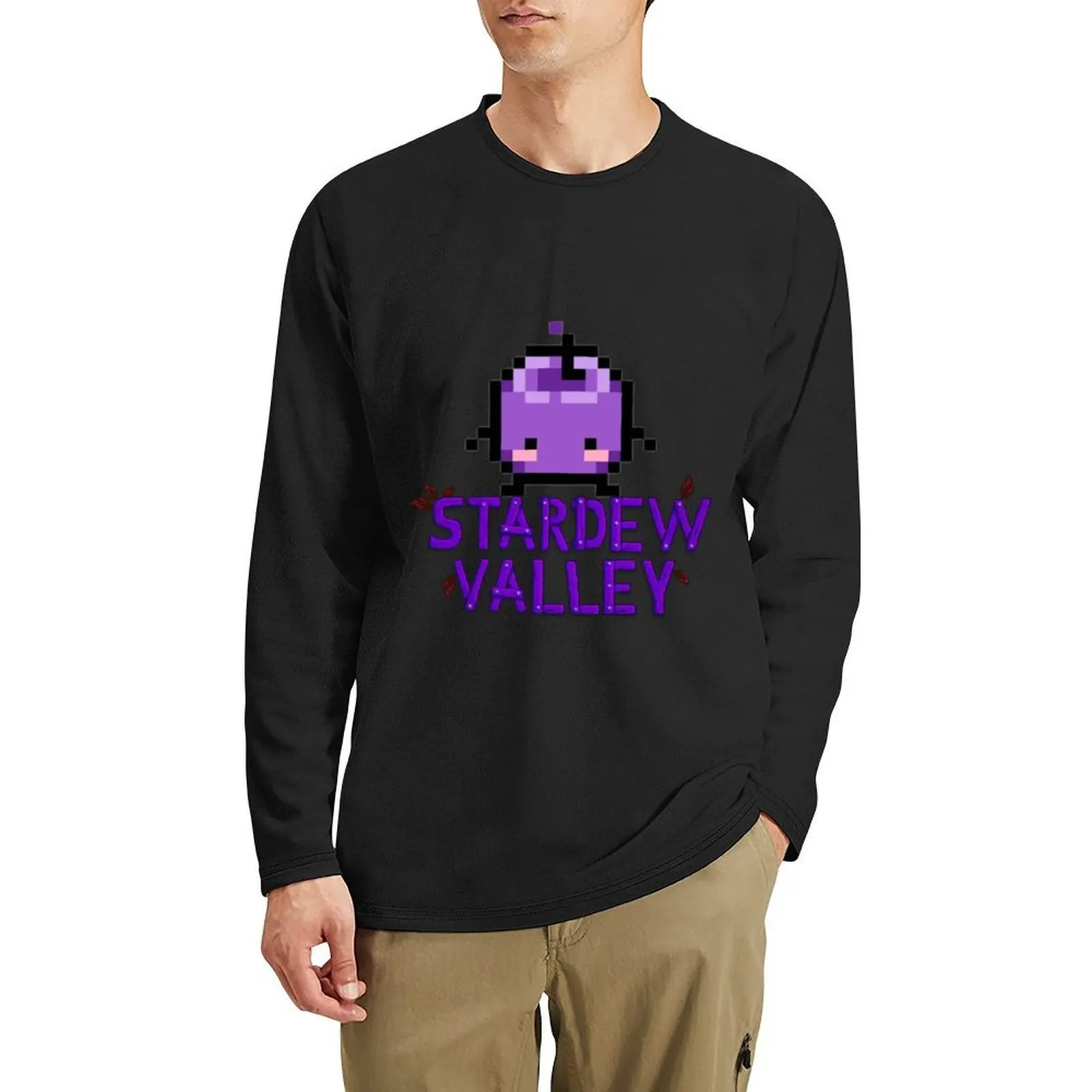 Фиолетовая длинная футболка Junimo Stardew Valley, топы, корейская модная блузка, футболки большого размера, мужская одежда
