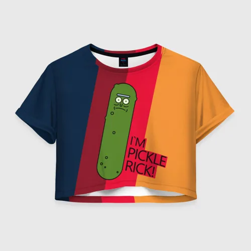 Женская футболка Crop-top 3D Pickle Rick