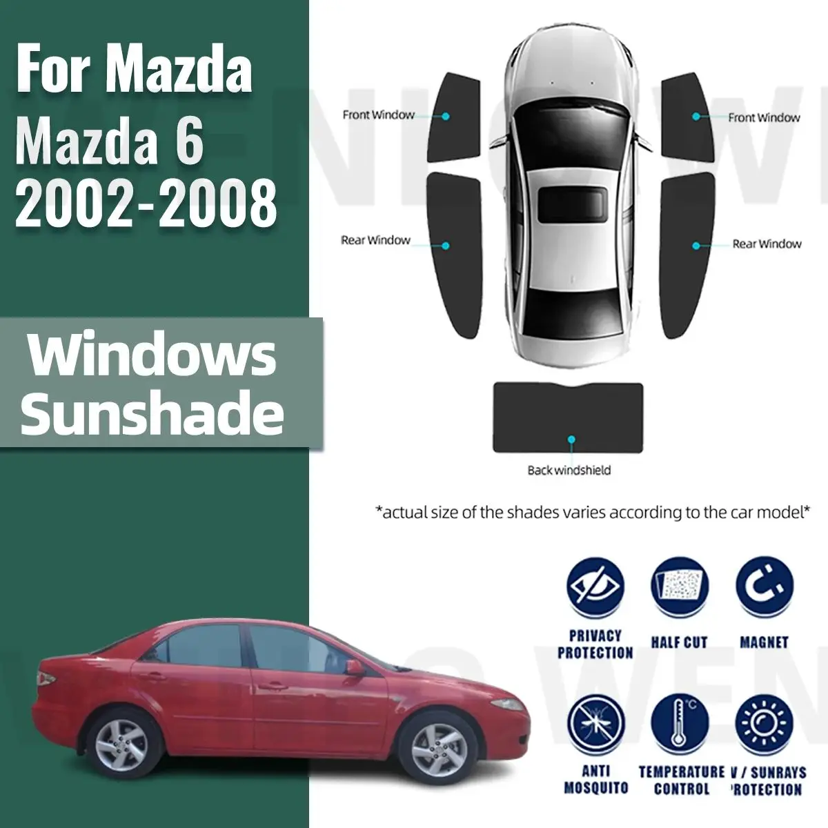 Для Mazda 6, седан, 2002, 2003, 2004, 2005, 2006, 2007, 2008, солнцезащитный козырек на окно автомобиля, магнитная штора, солнцезащитный козырек, сетка, защита детей
