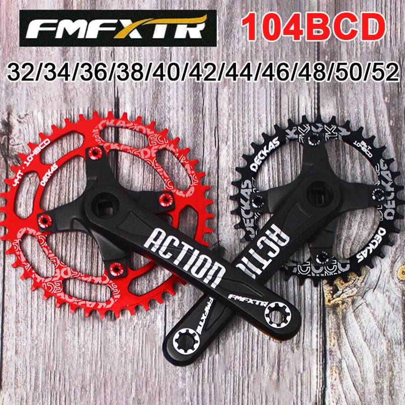 FMFXTR Велосипедная шатунная система 104BCD для горного велосипеда с квадратным отверстием, односкоростная звездочка 8/9/10/11S, набор шатунов MTB, детали для велосипеда