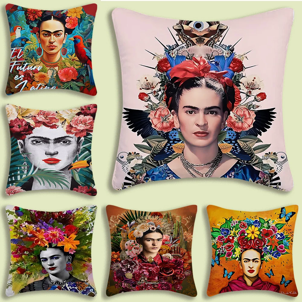 F-Frida наволочки для подушек мультяшный Диванный декоративный домашний двухсторонний короткий плюшевый милый чехол для подушки с принтом