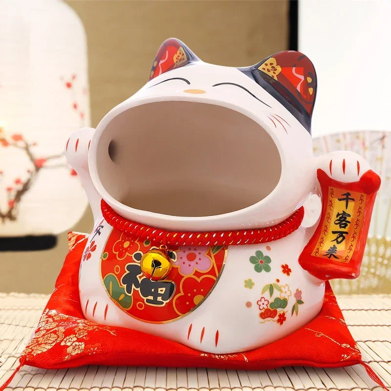 8-дюймовая керамическая коробка конфет Maneki Neko Lucky Cat, копилка, копилка для хранения кошек, банка для закусок