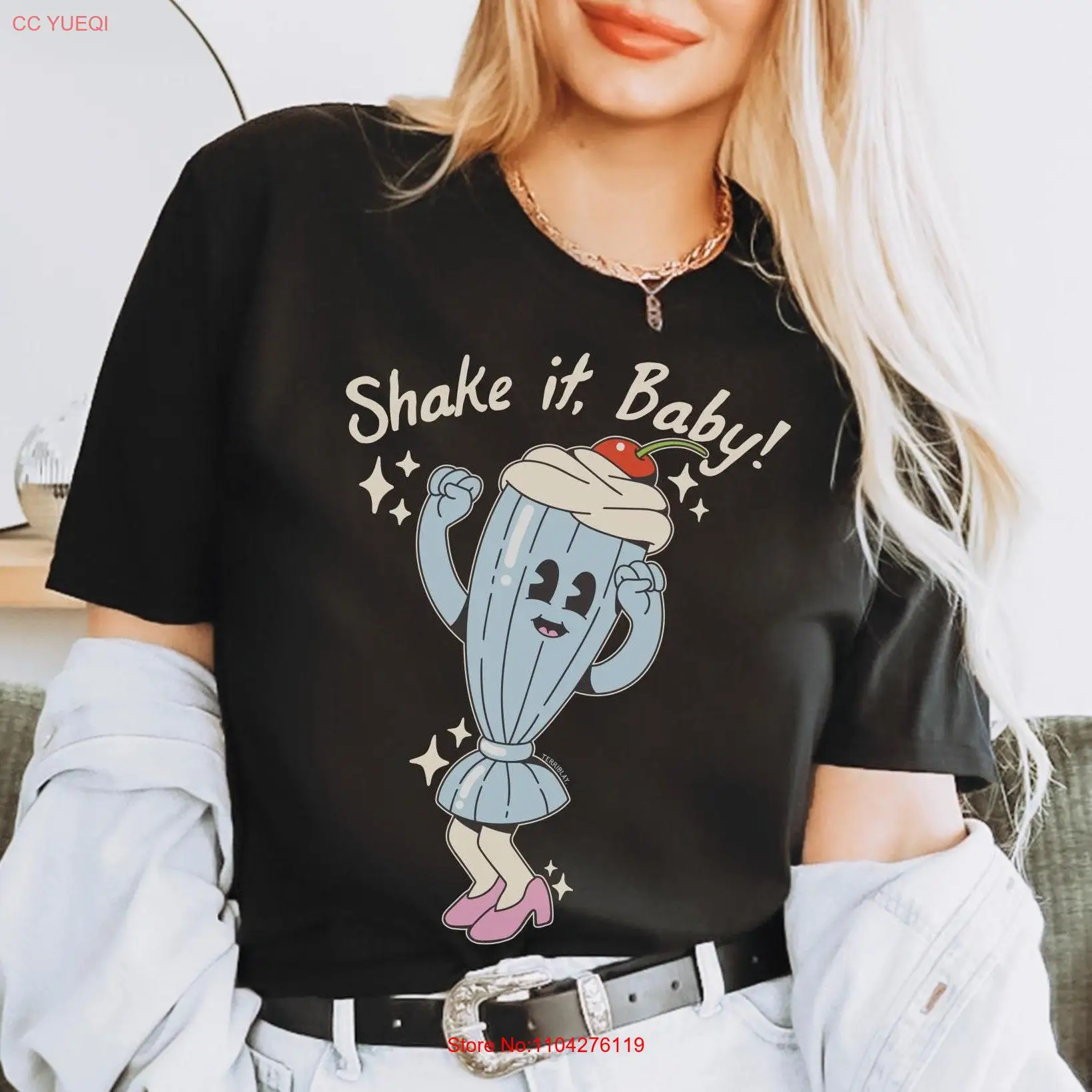 Shake It Baby Comfort Цветная футболка Милая еда Мой молочный коктейль Большие размеры Папа Шутка Каламбур Модный для друга Terriblay