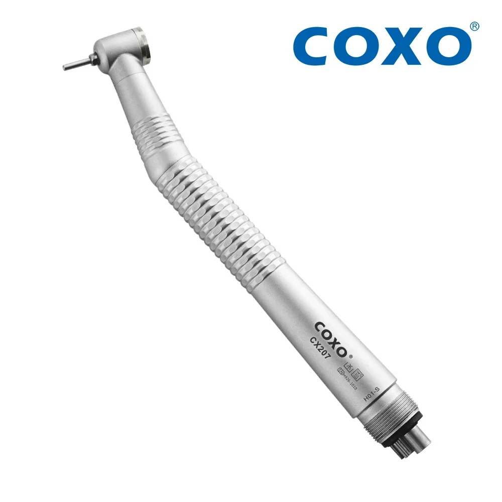 COXO CX207 H01-S Высокоскоростная машина для чистки зубов с воздушной турбиной на 4 отверстия Стандартная головка Односторонний распылительный наконечник Стоматологический инструмент