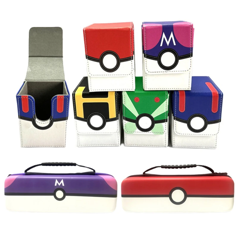 Оригинальный органайзер для карт Pokemon, подходит для карт PTCG, коробка для карт Пикачу, настольные игры, игральные карты, портативная коробка для хранения большой емкости