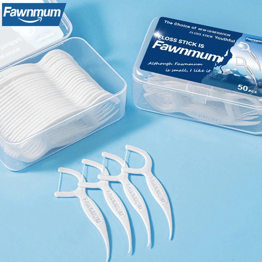 Фото Fawnmum 50 шт. зубная нить зубочистки ультратонкая одноразовая зубная нить гладкая межзубная чистящая палочка уход за полостью рта №3