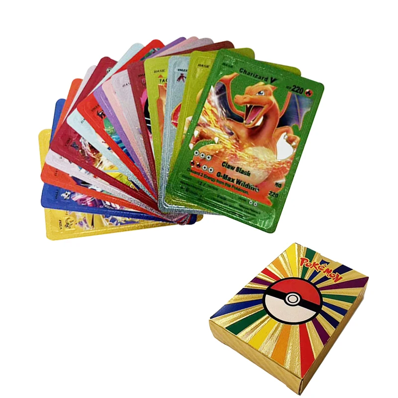 Фото Карты Pokemon, английский, французский, Vmax GX Energy, металлическая, золотистая, Charizard Pikachu, редкая коллекция, боевой тренер, подарок для мальчиков №2